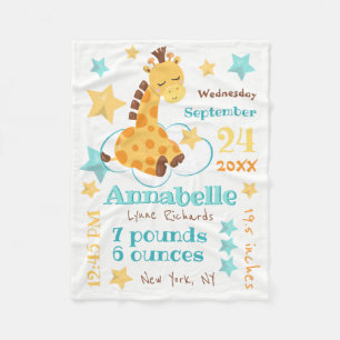 Couverture Polaire Genre Neutre Mignonne Giraffe Stars Bébé statistiq