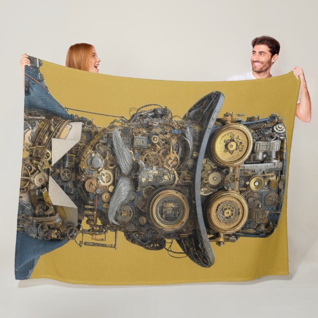 Couverture Polaire Gentleman Mécanique Steampunk (En situation)