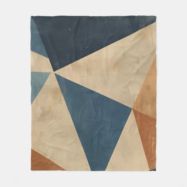 Couverture Polaire Geometric Pattern in Blues, Tans, and Rust (Devant)