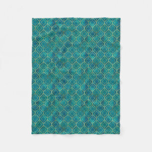 Couverture Polaire Géométrie Émeraude Dorée