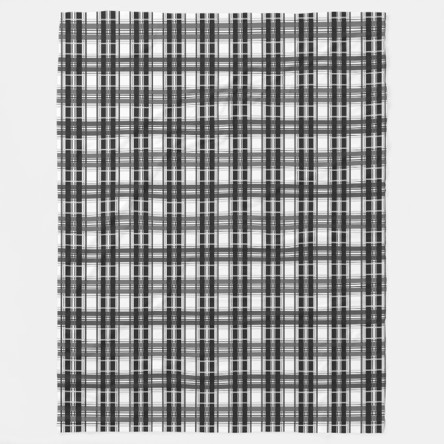 Couverture Polaire Géométrie Tartan motif noir et blanc à damiers (Devant)