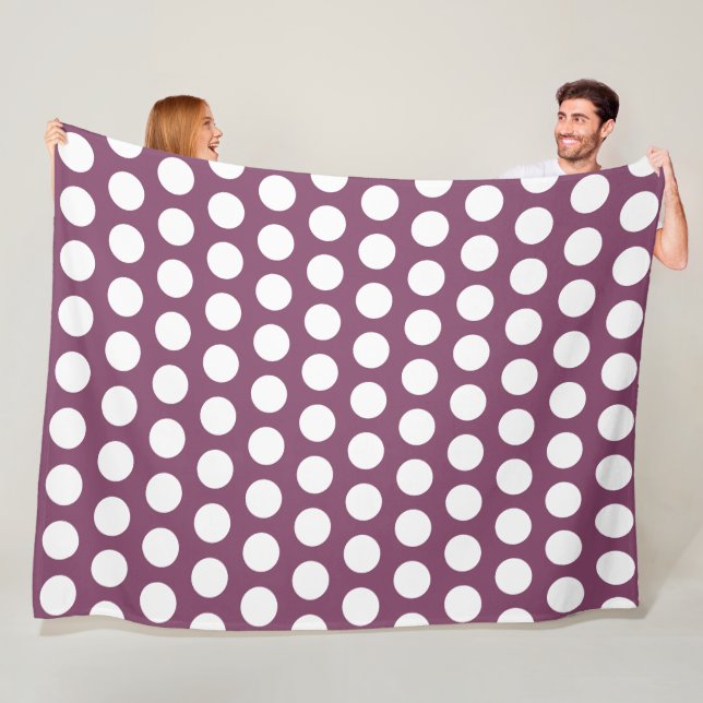 Couverture Polaire Géométrique Automne Violet Points Blancs Géométriq (En situation)