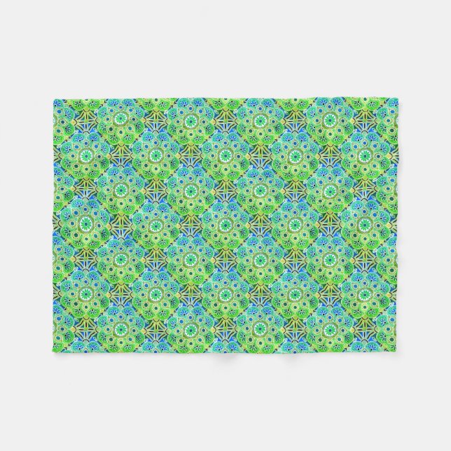 Couverture polaire géométrique bleu vert et bronze (Devant (Horizontal))