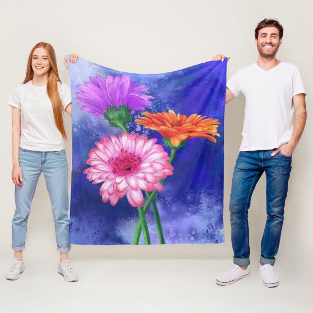 Couverture Polaire Gerberas Fleece Blanket Belles Fleurs de Couleurs (En situation)