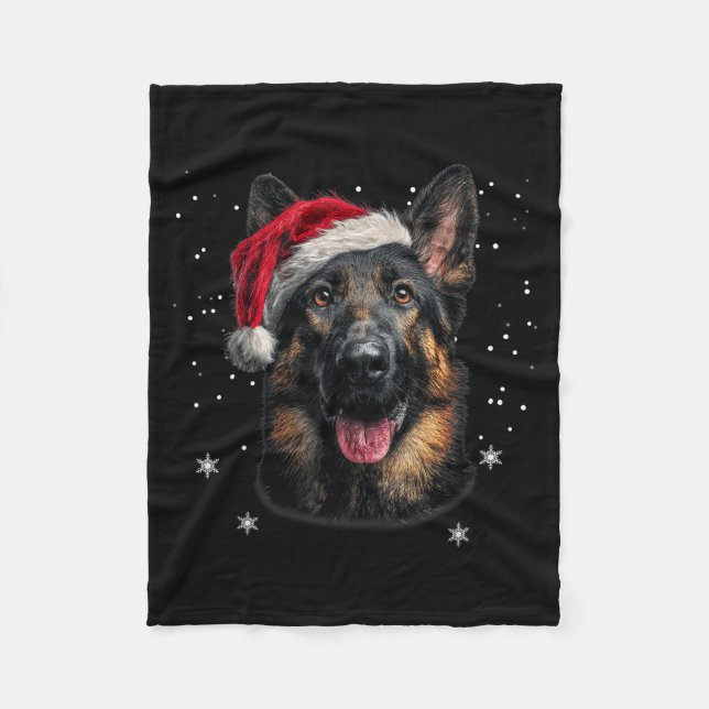 Couverture Polaire German Shepherd Christmas Funny Santa Hat Dog Xmas (Devant)