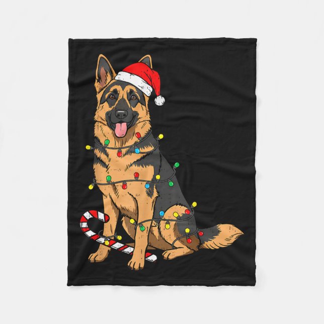 Couverture Polaire German Shepherd Dog Christmas Lights Xmas Pet Dog  (Devant)