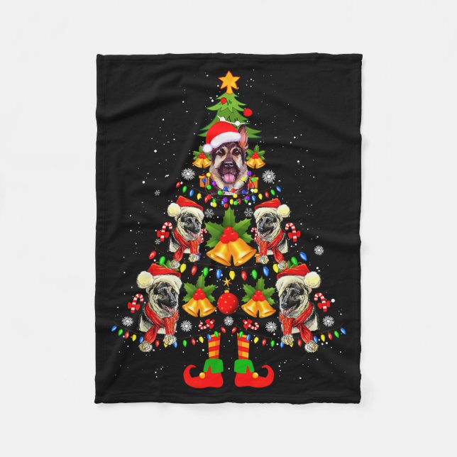 Couverture Polaire German Shepherd Dog Santa Hat Christmas Tree Xmas  (Devant)