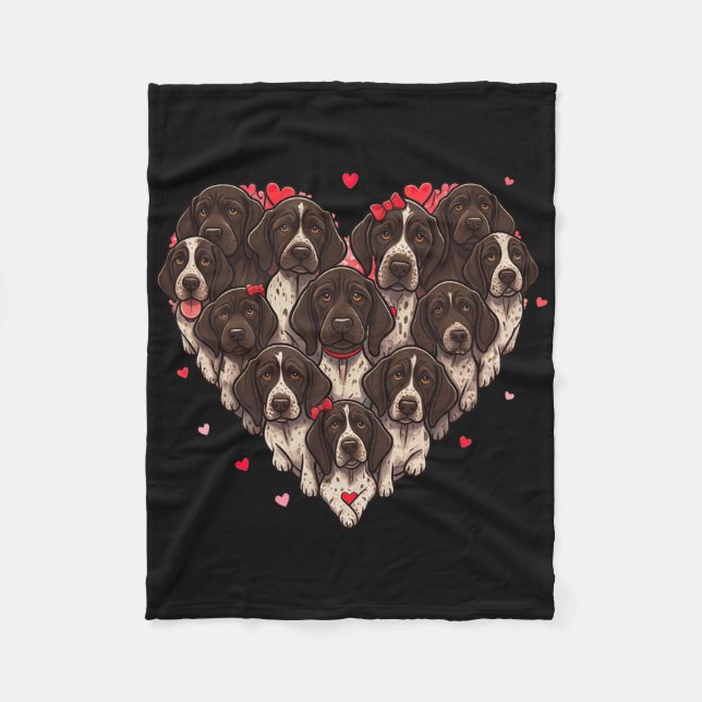 Couverture Polaire German Shorthaired Pointer Heart Valentine Womens  (Devant)