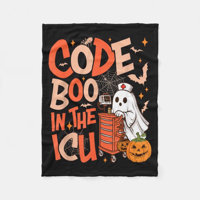 Couverture Polaire Ghost Code Boo In The Icu Nursing Nurse Halloween  (Devant)