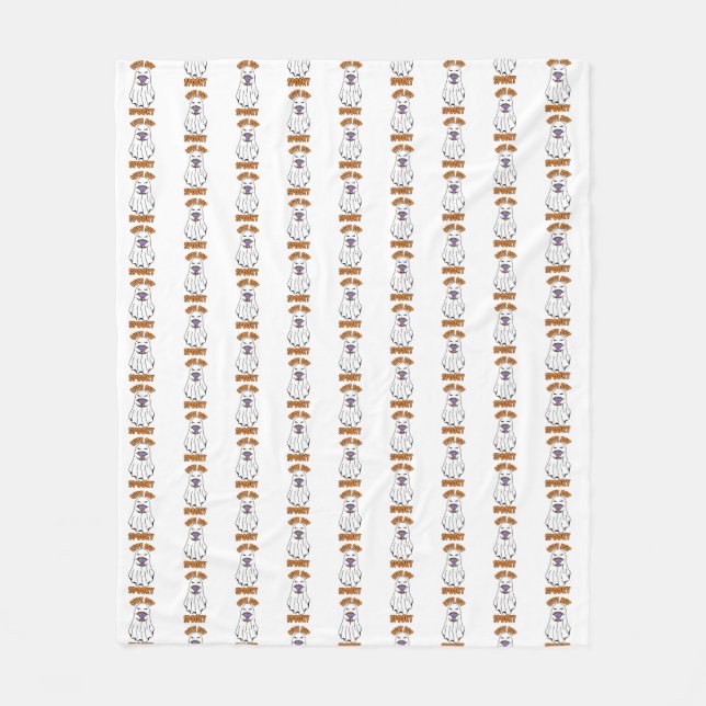 Couverture Polaire Ghost d'Halloween mignon mais Éffrayant tenant un  (Devant)