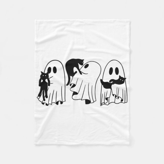 Couverture Polaire Ghost Holding Chat noir Funny Halloween Amoureux d (Devant)