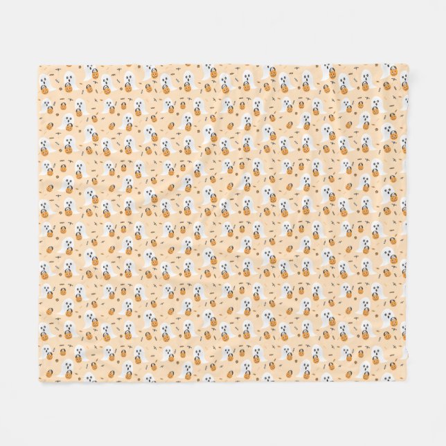 Couverture Polaire Ghosts Trick Ou Traiter Candy Motif Orange (Devant (Horizontal))