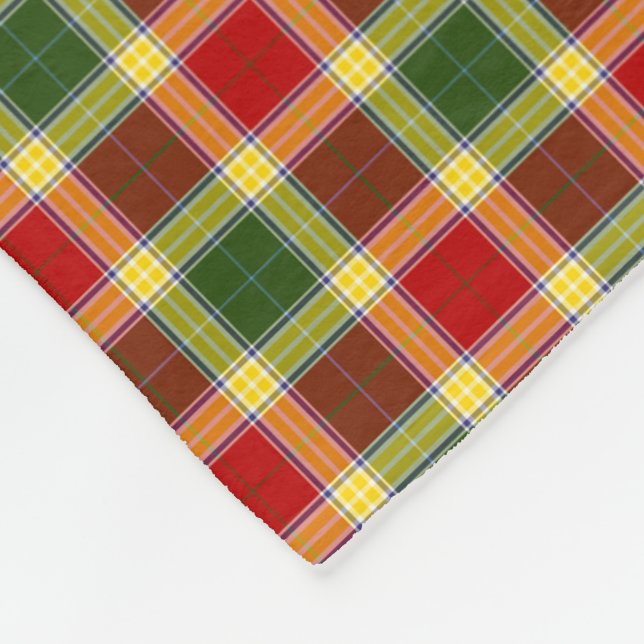 Couverture Polaire Gibbs Clan Rouge, jaune et vert Tartan (Coin)
