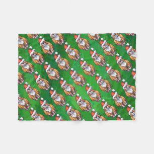 Couverture Polaire Ginger Chat Noël Sur Vert