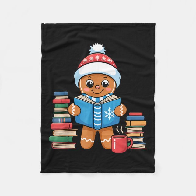 Couverture Polaire Gingerbread Bibliophile Lisant des Livres Pyjama d (Devant)