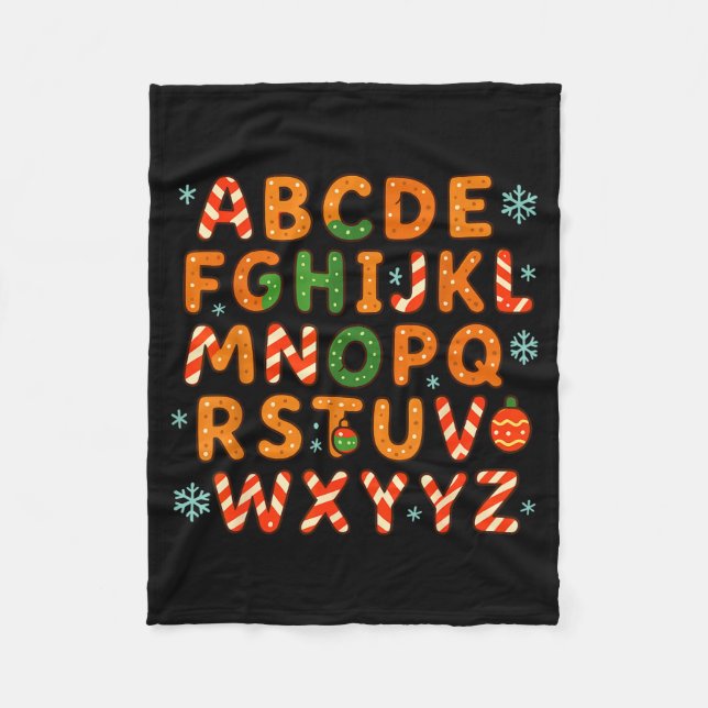 Couverture Polaire Gingerbread Candy Cane Alphabet Christmas Letters  (Devant)