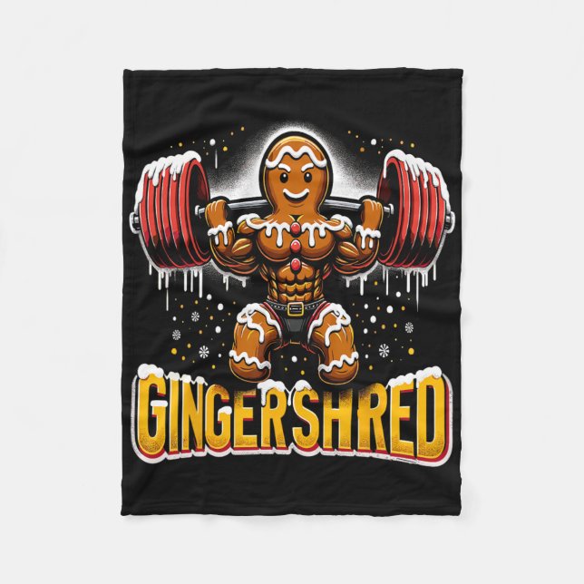 Couverture Polaire Gingerbread drôle de musculation de Noël Gingershr (Devant)