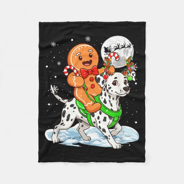 Couverture Polaire Gingerbread Ridding Dalmatian Reindeer Christmas B (Devant)