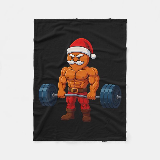 Couverture Polaire Gingerbread Weightlifting Fitness Gym Workout Chri (Devant)