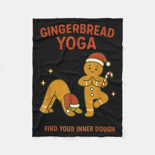 Couverture Polaire Gingerbread Yoga – Fun Holiday “find Your Inner Do (Devant)