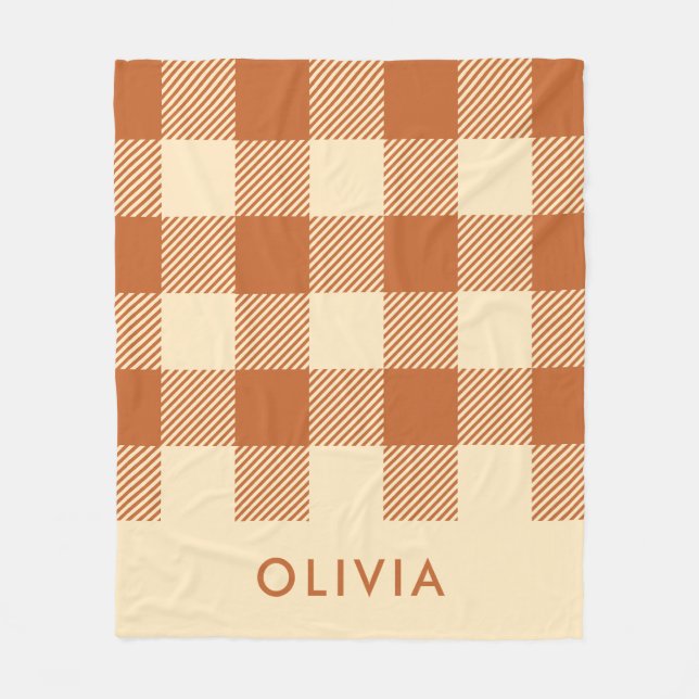Couverture Polaire Gingham Personnalisé en Terracotta Moderne  (Devant)