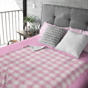 Couverture Polaire Gingham Rose Bébé