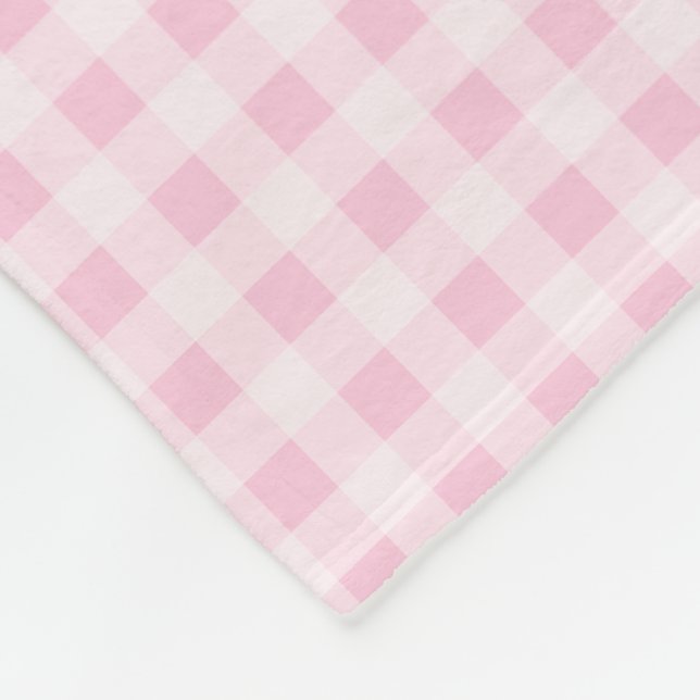 Couverture Polaire Gingham Rose Pâle (Coin)