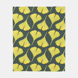 Couverture Polaire Ginkgo Leaf Motif Green Nature Lover