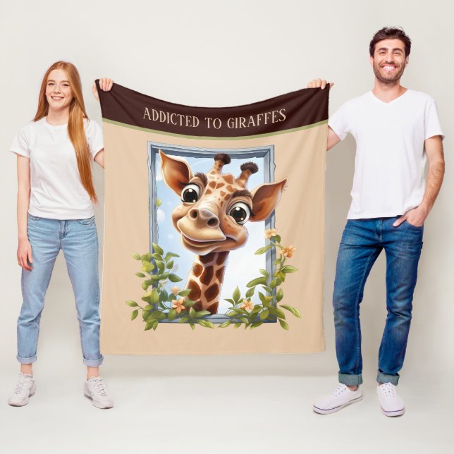 Couverture Polaire girafe adorable ajouter texte animal jungle (En situation)
