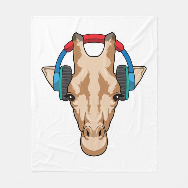 Couverture Polaire Girafe at Music with Headphone (Devant)