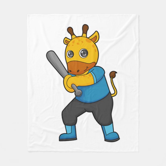 Couverture Polaire Girafe au baseball avec batte de baseball (Devant)