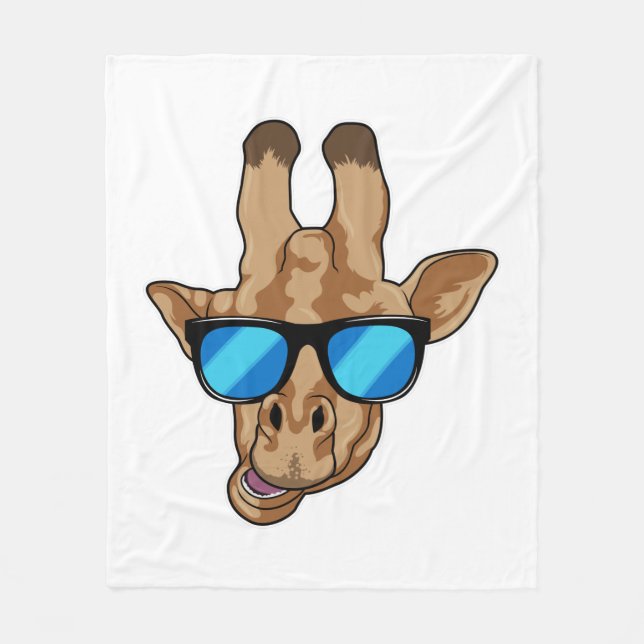 Couverture Polaire Girafe avec lunettes de soleil (Devant)