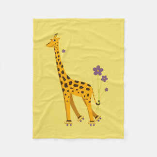Couverture Polaire Girafe drôle jaune de bande dessinée de patinage