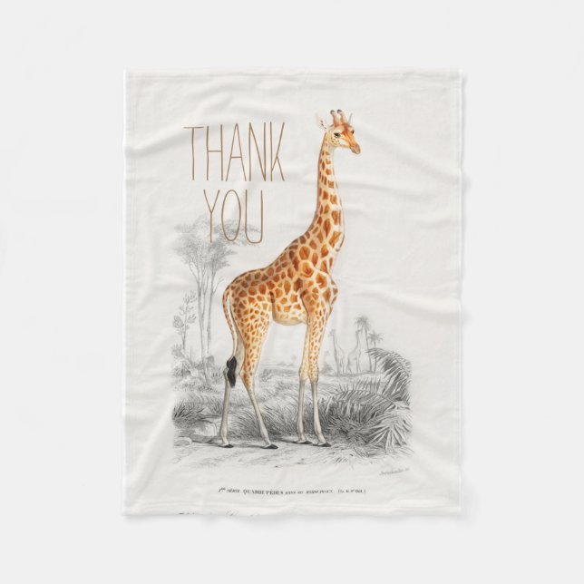 Couverture Polaire Girafe Merci personnalisée (Devant)