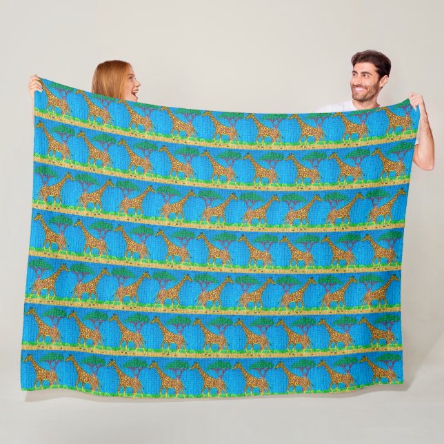 Couverture Polaire Girafe - Plaid de laine (En situation)