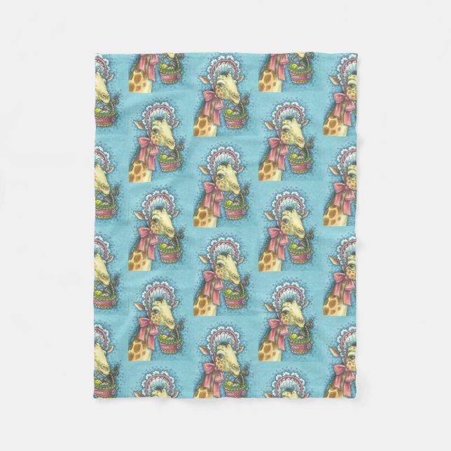 COUVERTURE POLAIRE GIRAFFE DE BONNET DE PÂQUES, PRINTEMPS, FLEECE BLA (Devant)