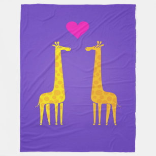 Couverture Polaire Giraffe de Cartoon mignonne Couple en amour