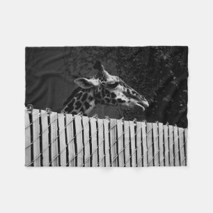 Couverture Polaire Giraffe derrière la clôture Photographie noir et b