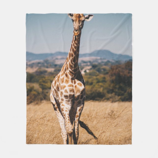 COUVERTURE POLAIRE GIRAFFE ENTOURÉ DE GRASS BROWN (Devant)