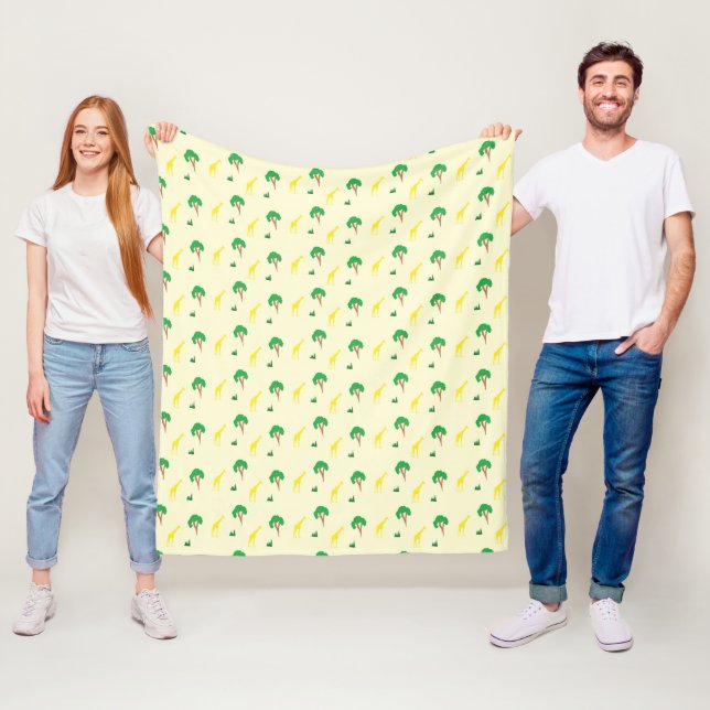Couverture Polaire Giraffe et motif d'arbre (En situation)