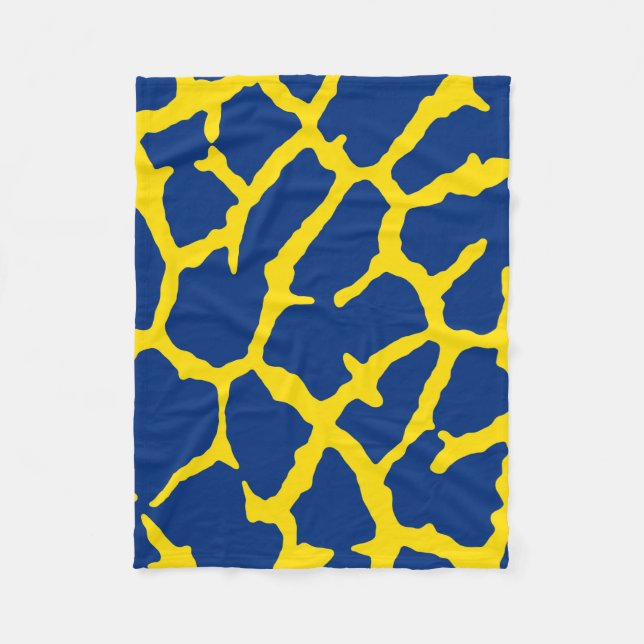 Couverture Polaire Giraffe Imprimé Marine Jaune (Devant)