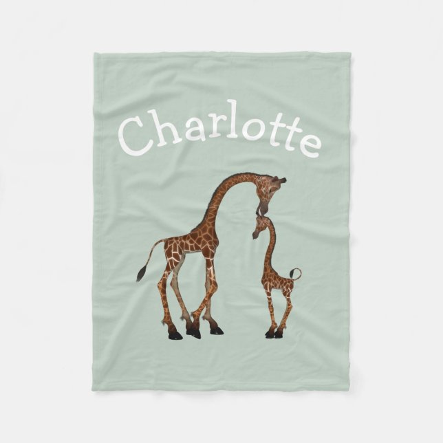 Couverture Polaire Giraffe Parente Et Bébé Personnalisée (Devant)