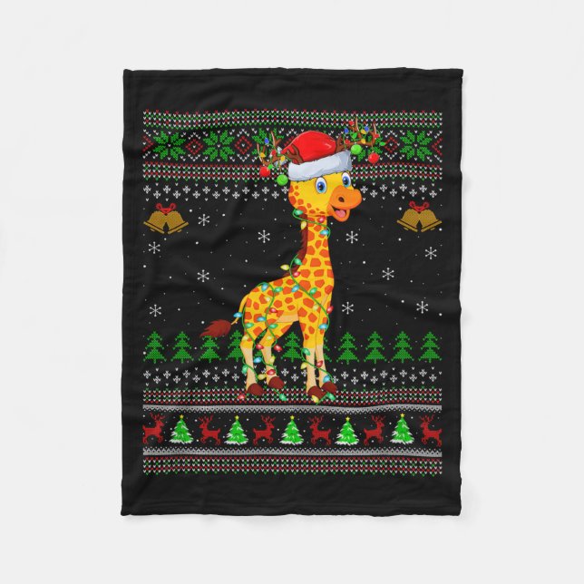 Couverture Polaire Giraffe Ugly Christmas Sweaters Holiday Santa Cute (Devant)