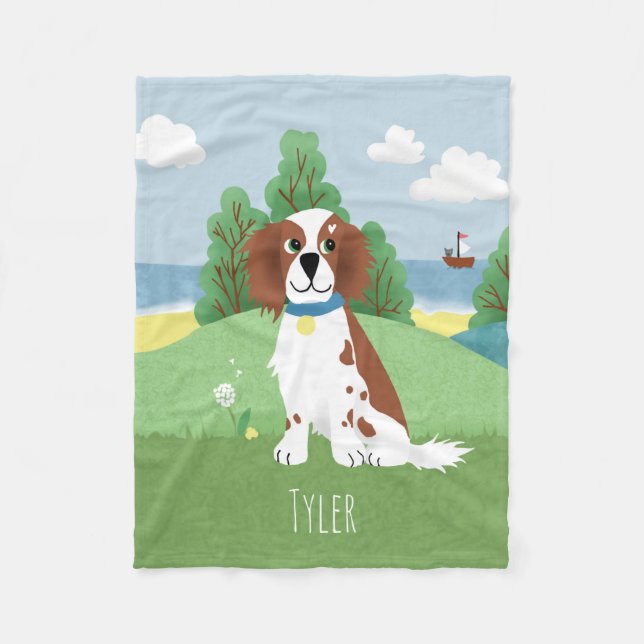 Couverture Polaire Girl Cute Springer Spaniel Dog and Name Kids (Devant)