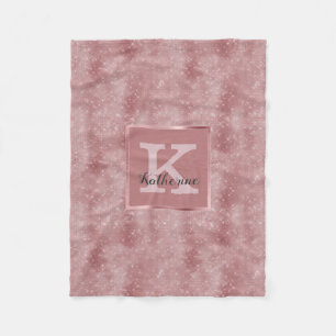 Couverture Polaire Girl Dusty Rose Gold Glam Diamond Nom du monogramm