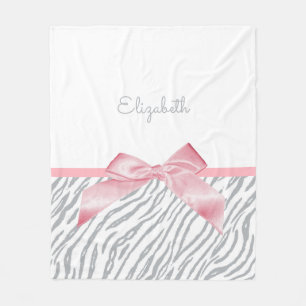 Couverture Polaire Girl Grey Tiger Stripes Poster de animal Avec Nom