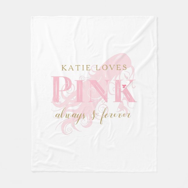 Couverture Polaire Girl Love Rose Forever Femme Silhouette et nom (Devant)