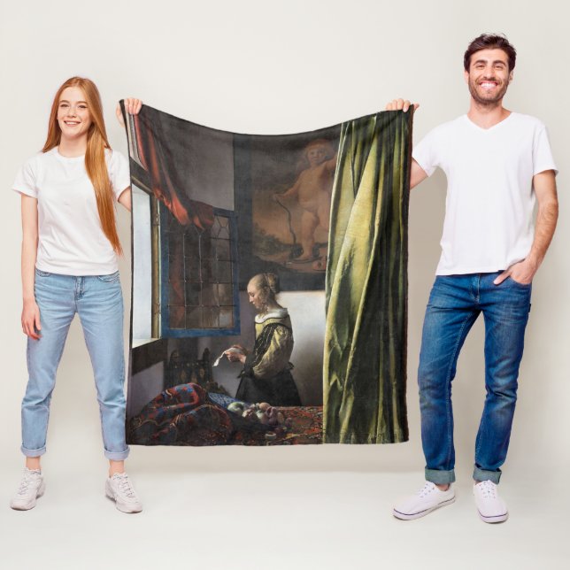 Couverture Polaire Girl Reading a Letter à Open Window, Vermeer (En situation)