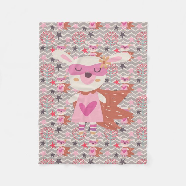 Couverture Polaire Girl Superhero Bunny (Devant)