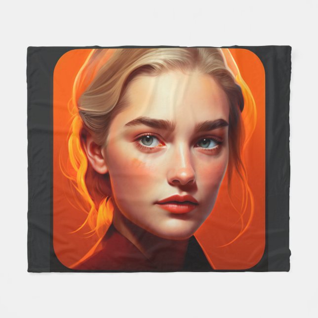 Couverture Polaire Girl with blue eyes (Devant (Horizontal))